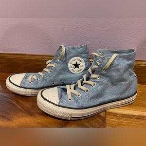 Sparkle Light Blue Women’s Converse, High Tops, Size 7